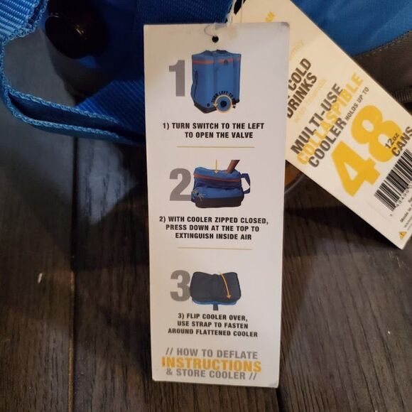 RG Blue Collapsible Cooler Holds 48 Cans Waterproof & Antimicrobial New - Picture 5 of 12